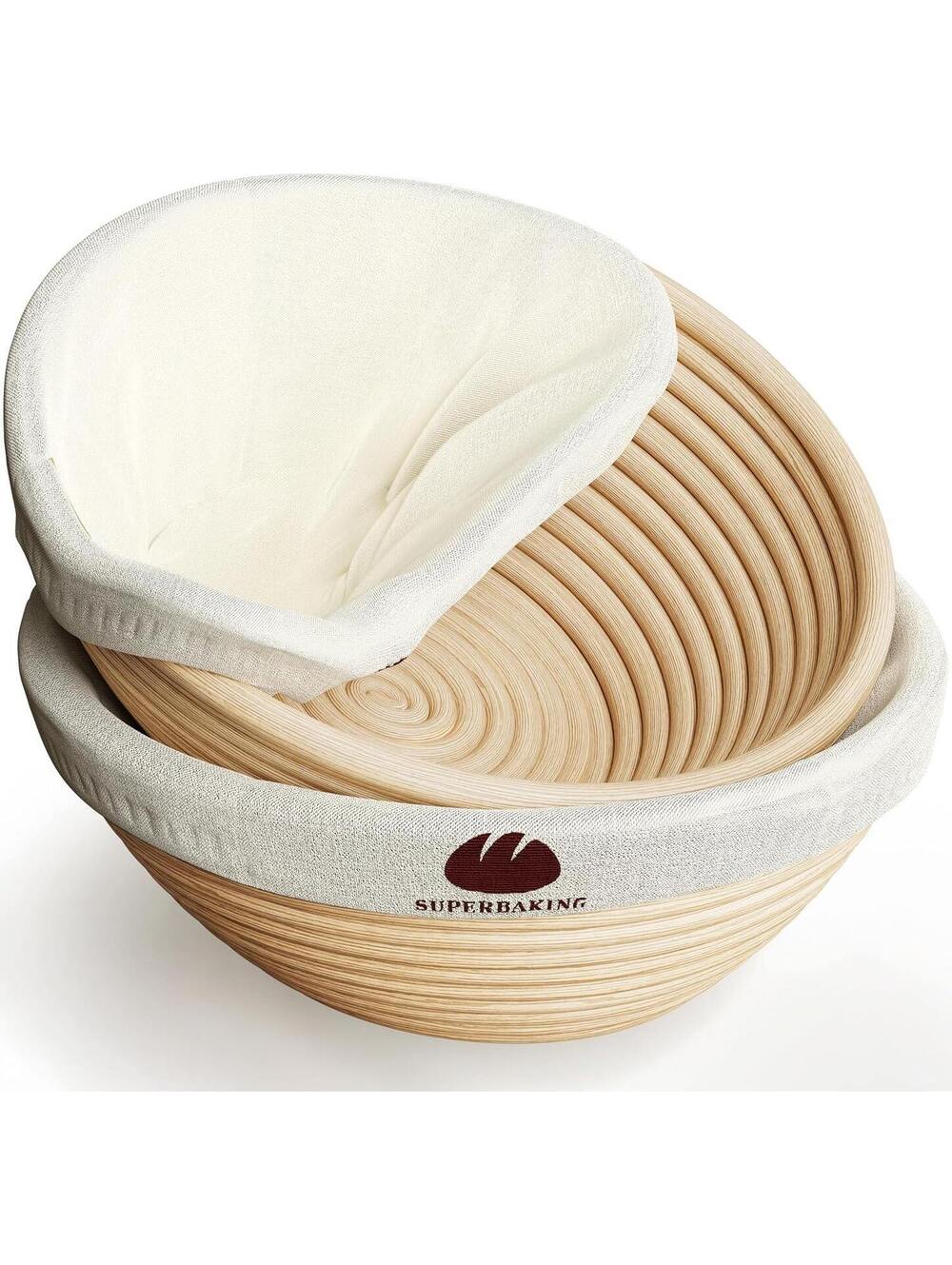 Sourdough Banneton Bread Proofing Basket Set - 9" Round, 2-Pack